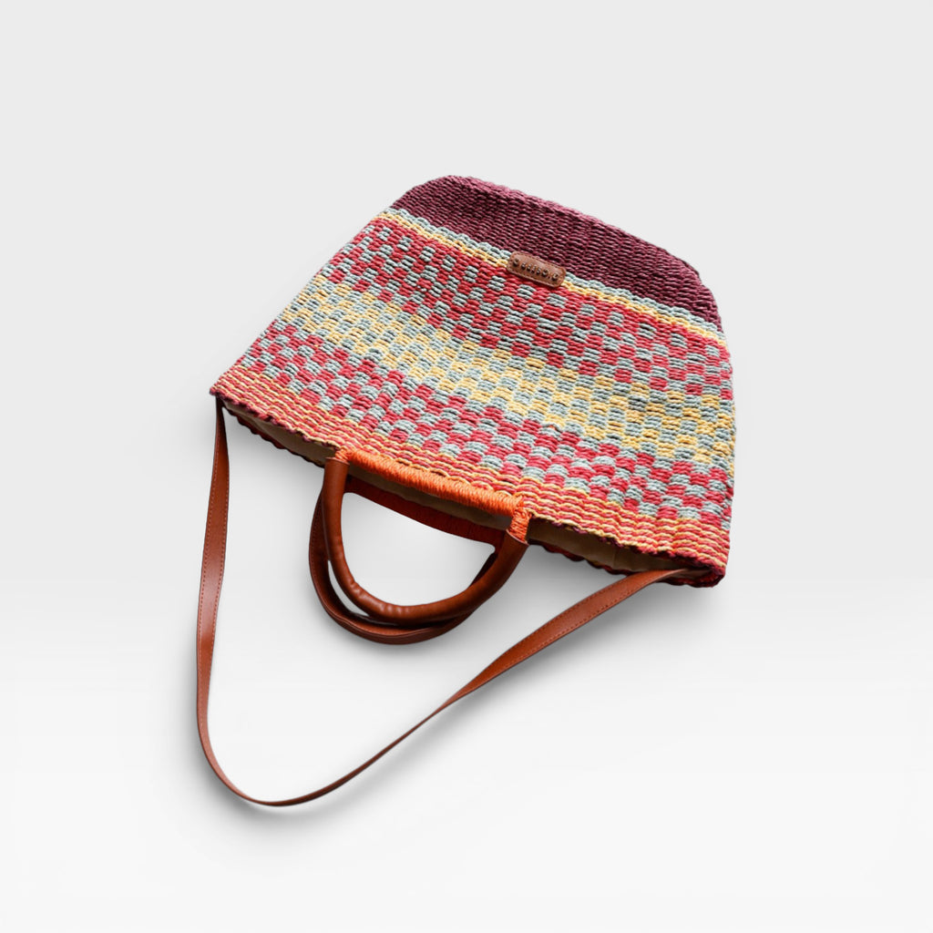 Bolso Capazo Estampado Pangani Burdeos - Gioseppo