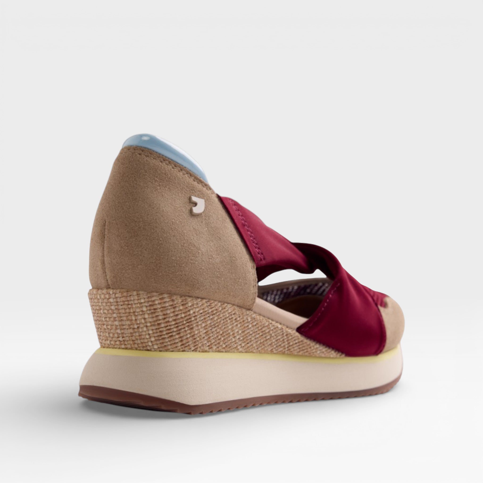 Zapatilla Abiertas Piel y Rejilla Cuña Sagay Burdeos - Gioseppo