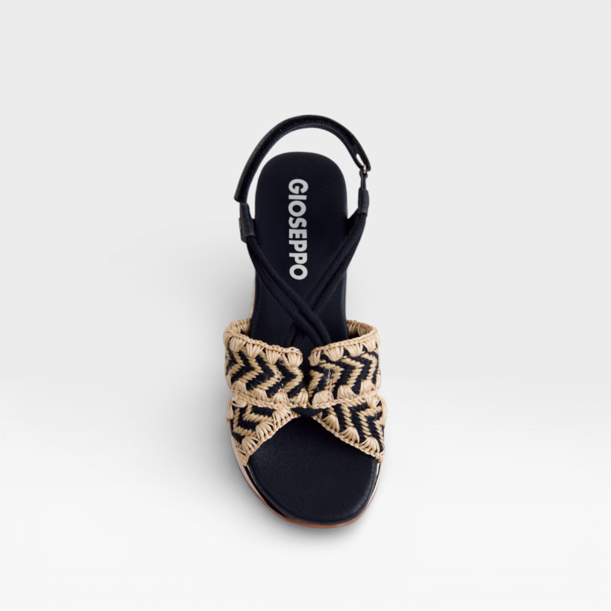 Sandalia Cuña Bordado Ugunja Negra- Gioseppo