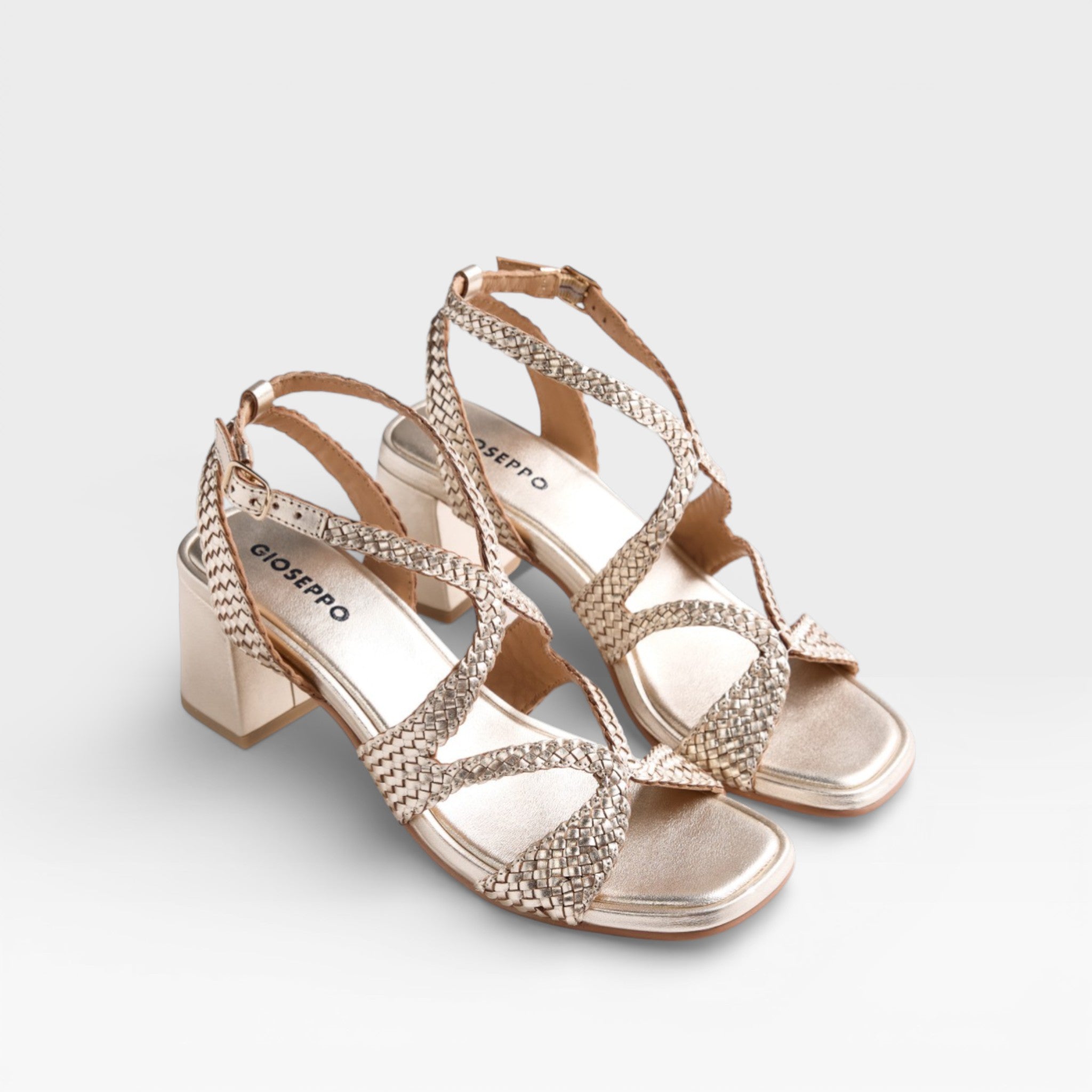 Sandalias tacón piel brillo Mohoro Platino - Gioseppo