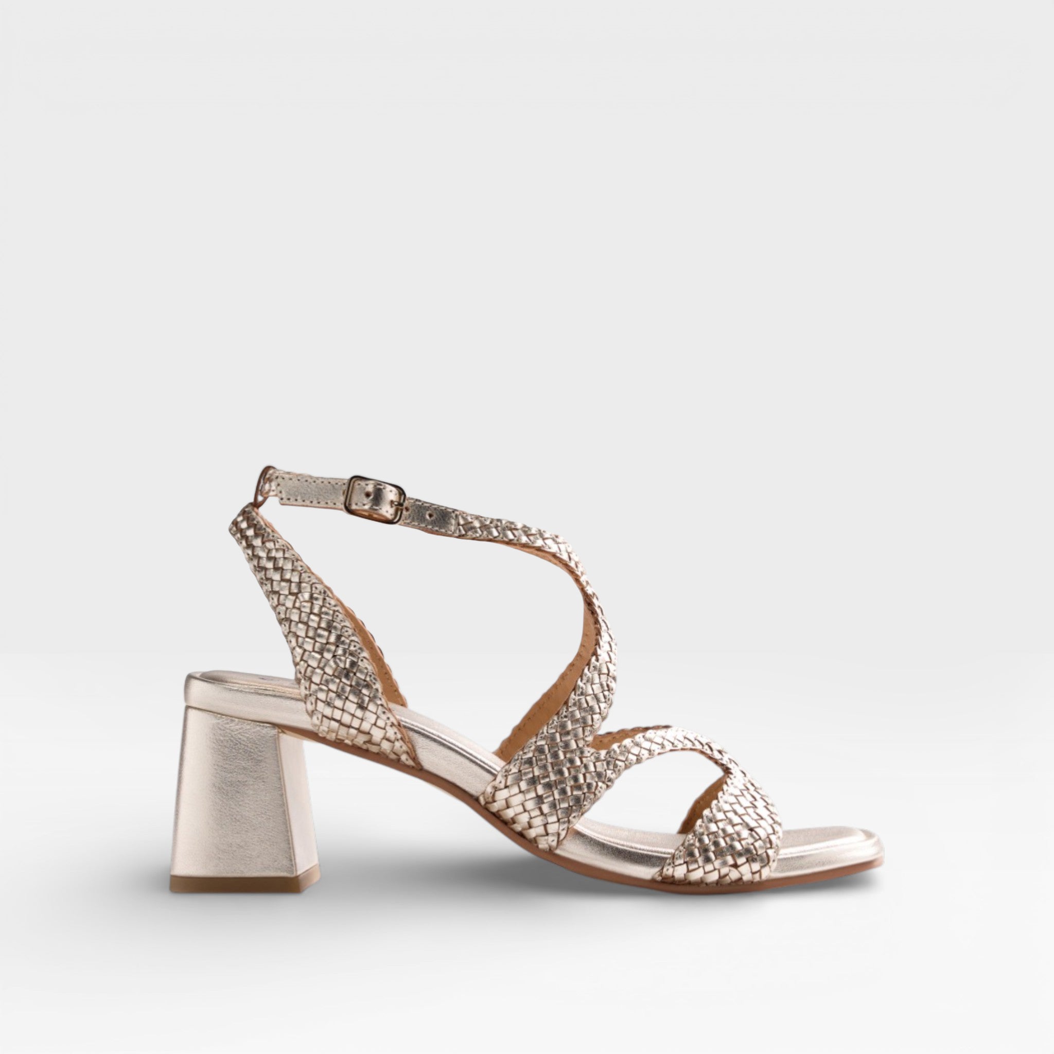 Sandalias tacón piel brillo Mohoro Platino - Gioseppo