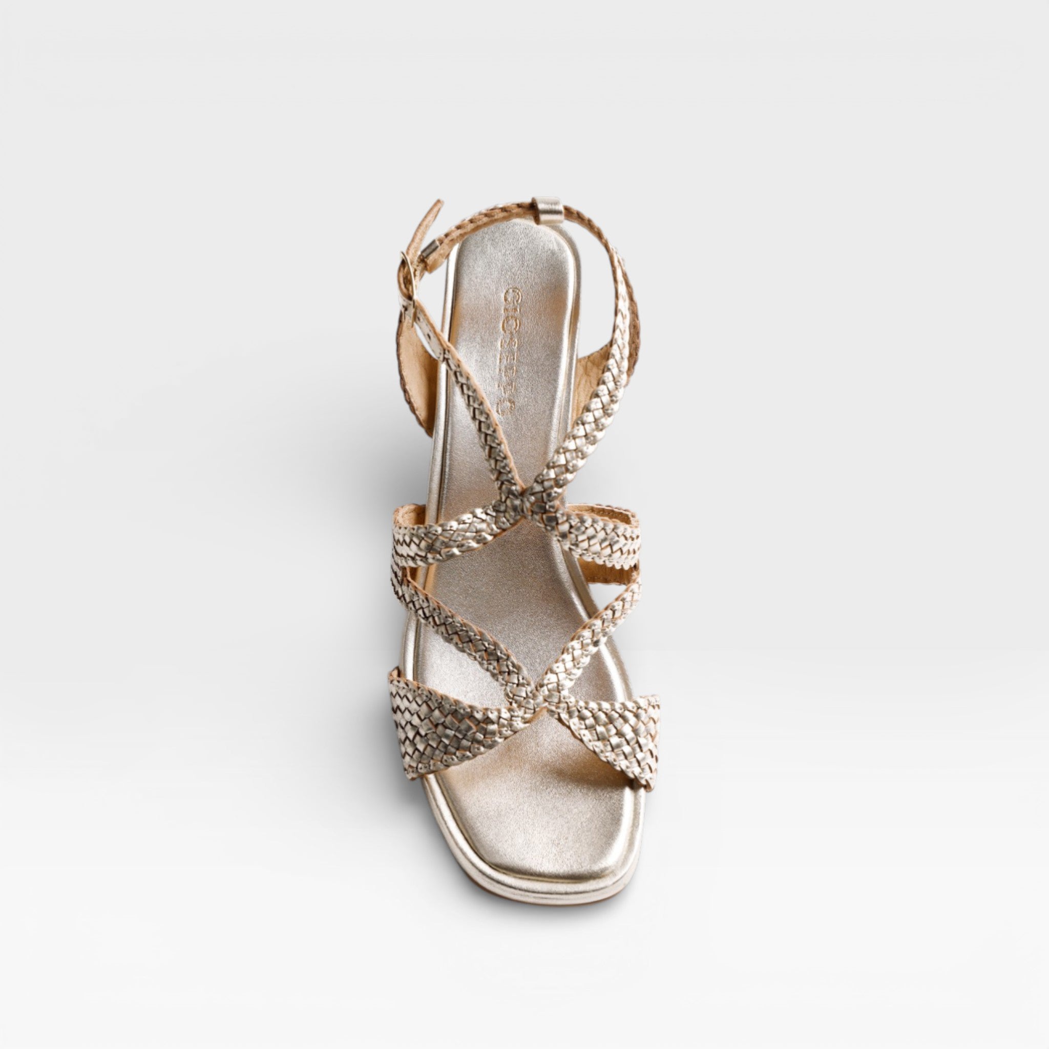 Sandalias tacón piel brillo Mohoro Platino - Gioseppo