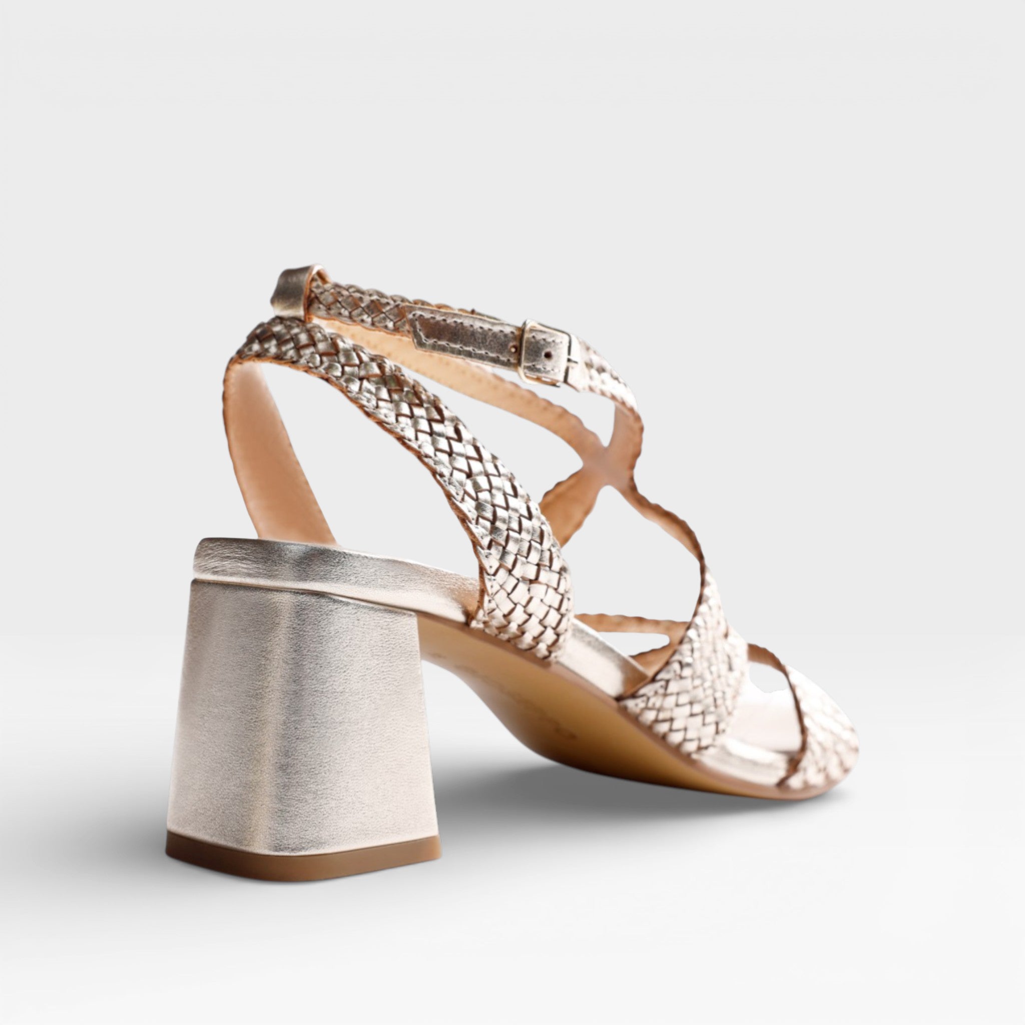 Sandalias tacón piel brillo Mohoro Platino - Gioseppo