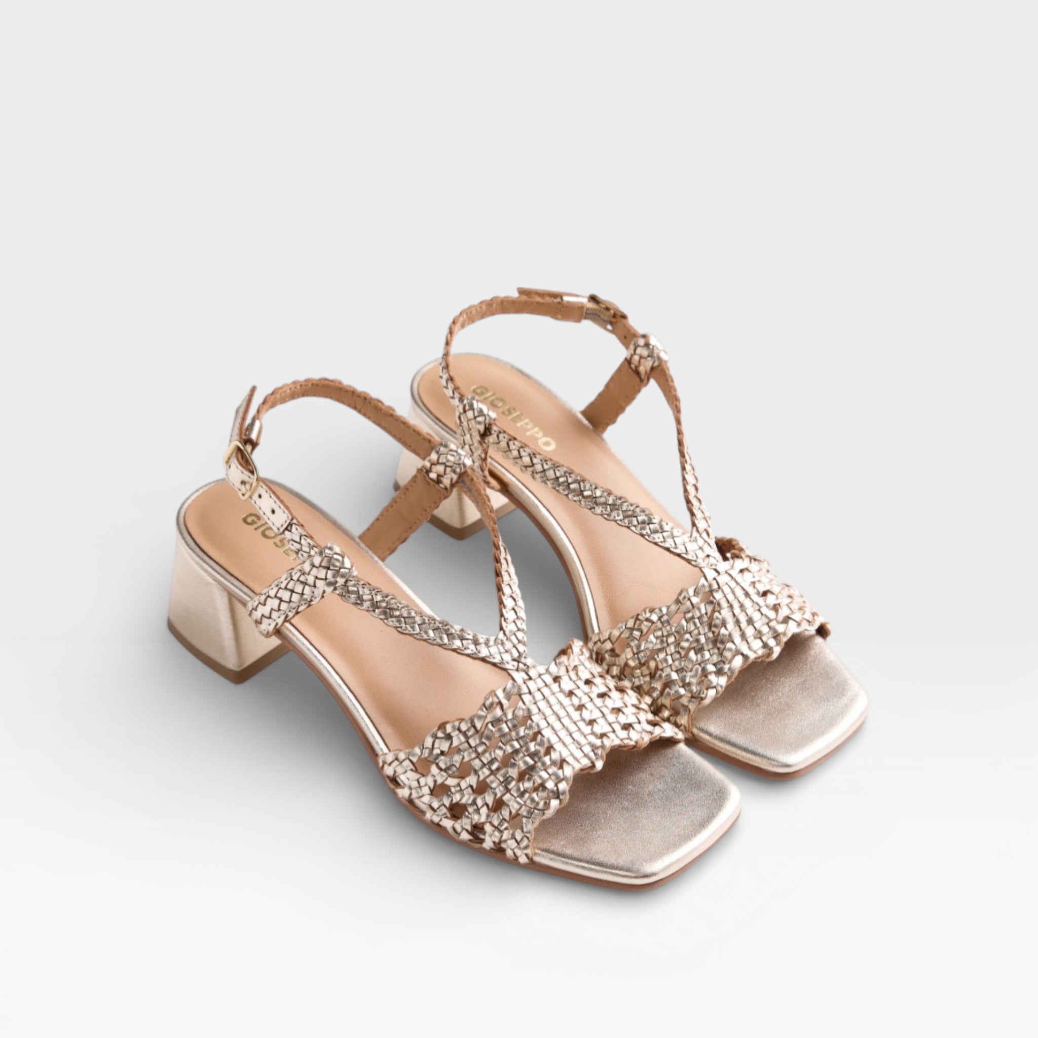 Sandalias Tacón Piel Trenzada Brillo Blissfield - Gioseppo