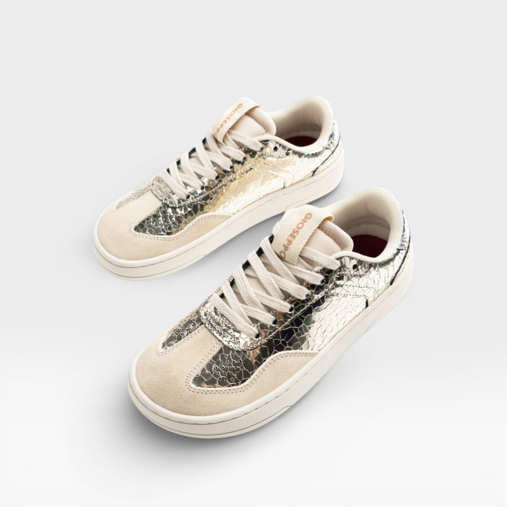 Zapatillas Barefoot Piel Con Craquelado Glydon Oro - Gioseppo