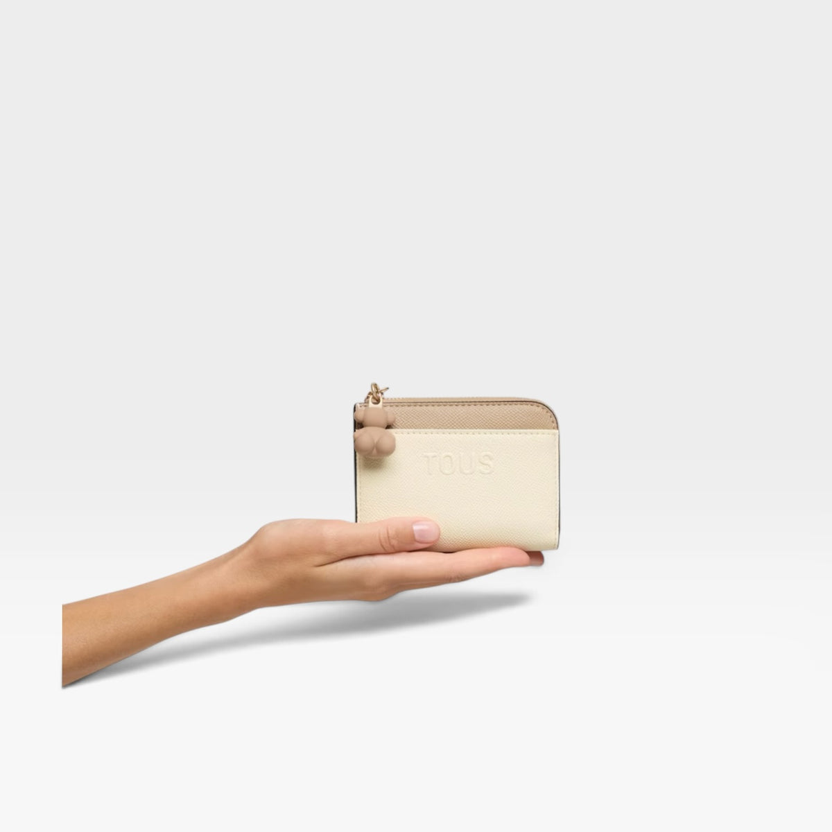 Monedero grande beige y arena Audree Saffiano - Tous