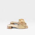 Sandalia con tacón de mujer crema -Miss elastic