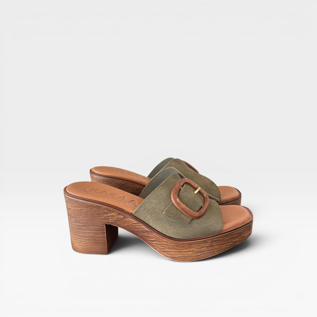 SANDALIAS Zueco verde caqui - Kaola