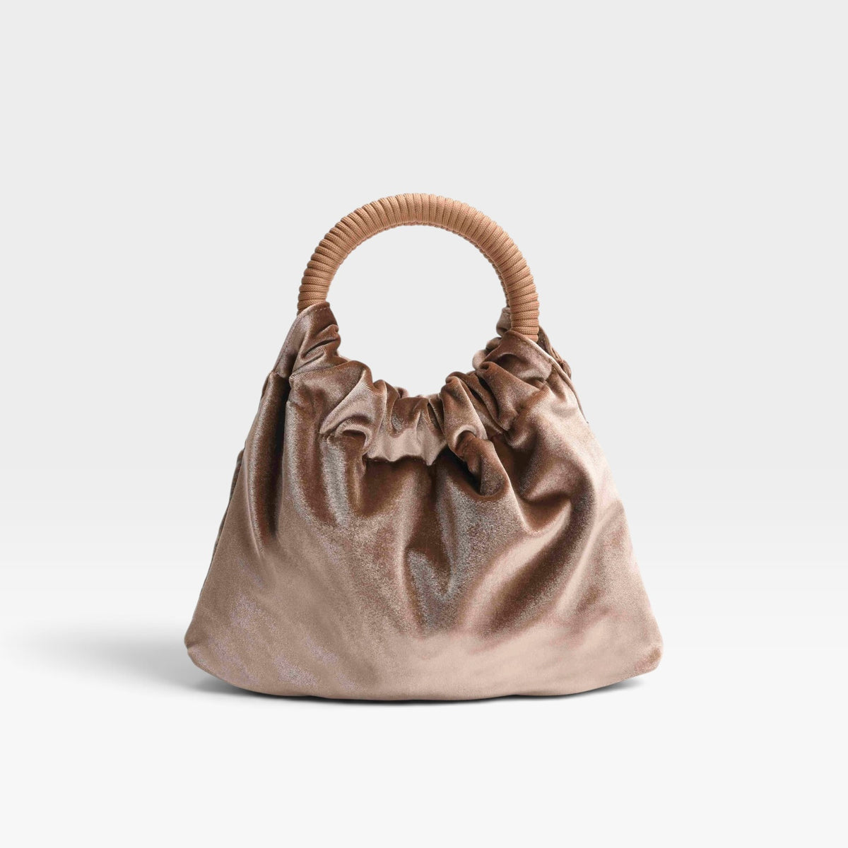 Bolso fiesta taupe terciopelo asa fruncida - Azarey