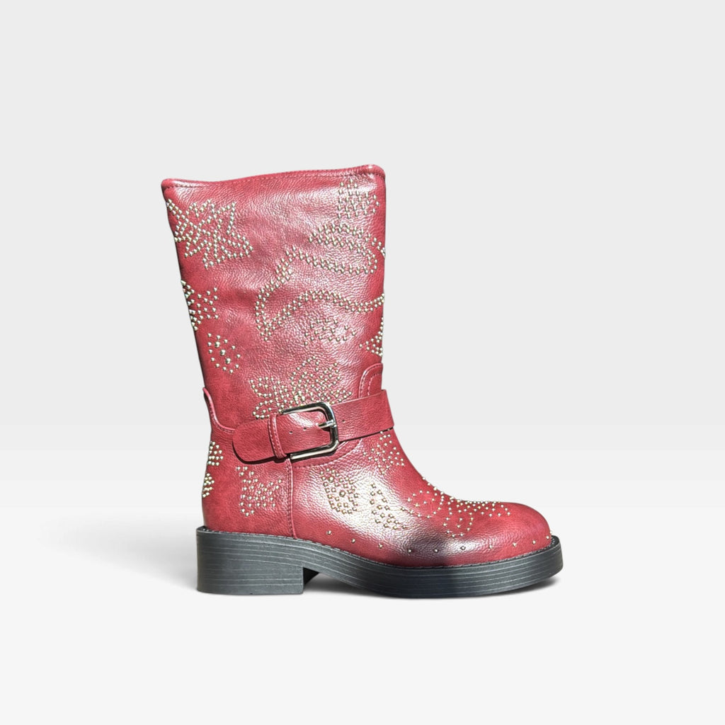 Bota media burdeos tachas  - Noa Harmon