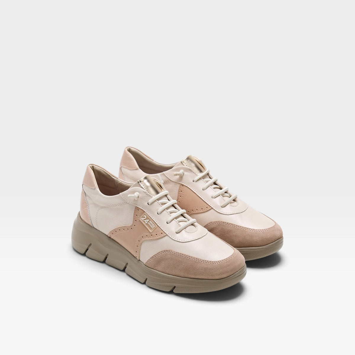 Sneaker piel combinada cordón elástico - 24 horas