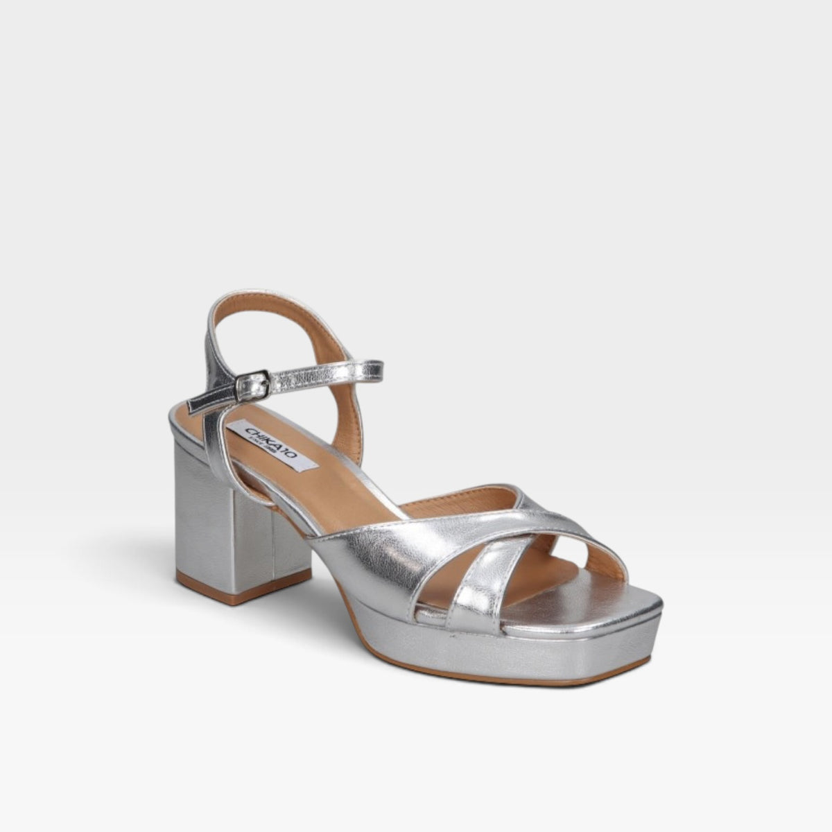 Sandalias tacón Flora 25 plata - Chika 10