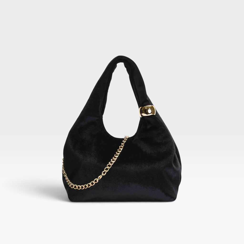 Bolso fiesta negro terciopelo hombro cadena - Azarey