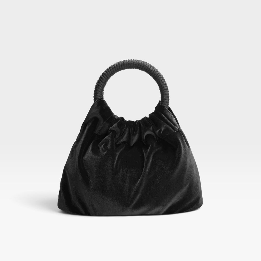 Bolso fiesta negro terciopelo asa fruncida - Azarey