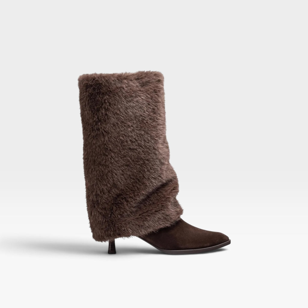 Bota de serraje con caña de pelo - Unisa
