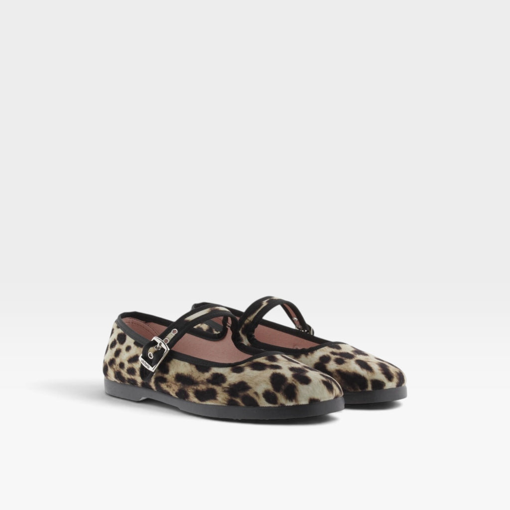 Bailarina terciopelo animal print & hebilla - Victoria