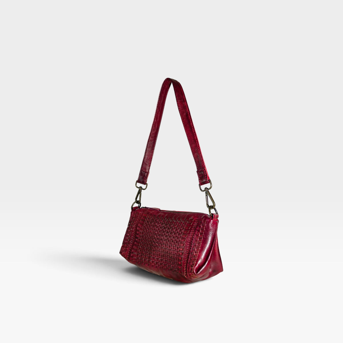 Bolso bandolera piel burdeos - The twins