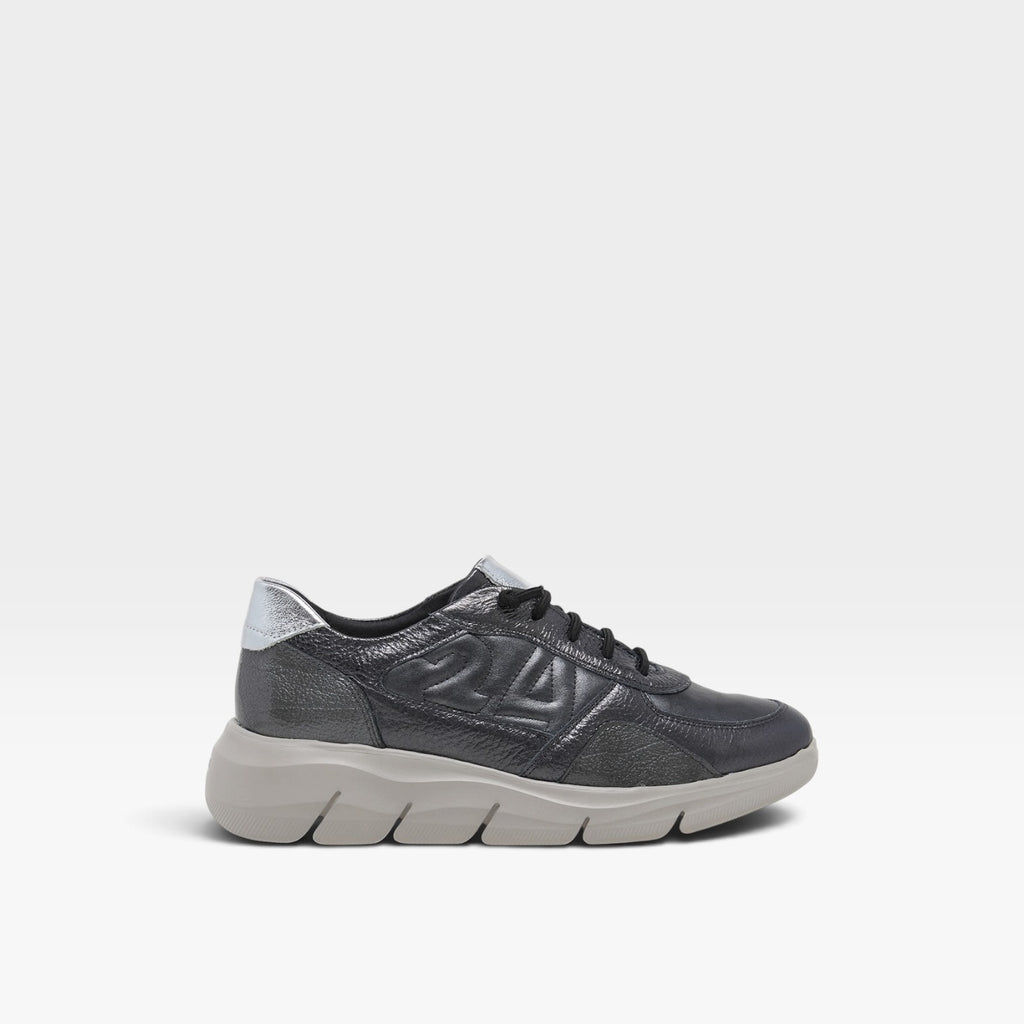 Sneaker piel metalizada cordón elástico - 24 horas