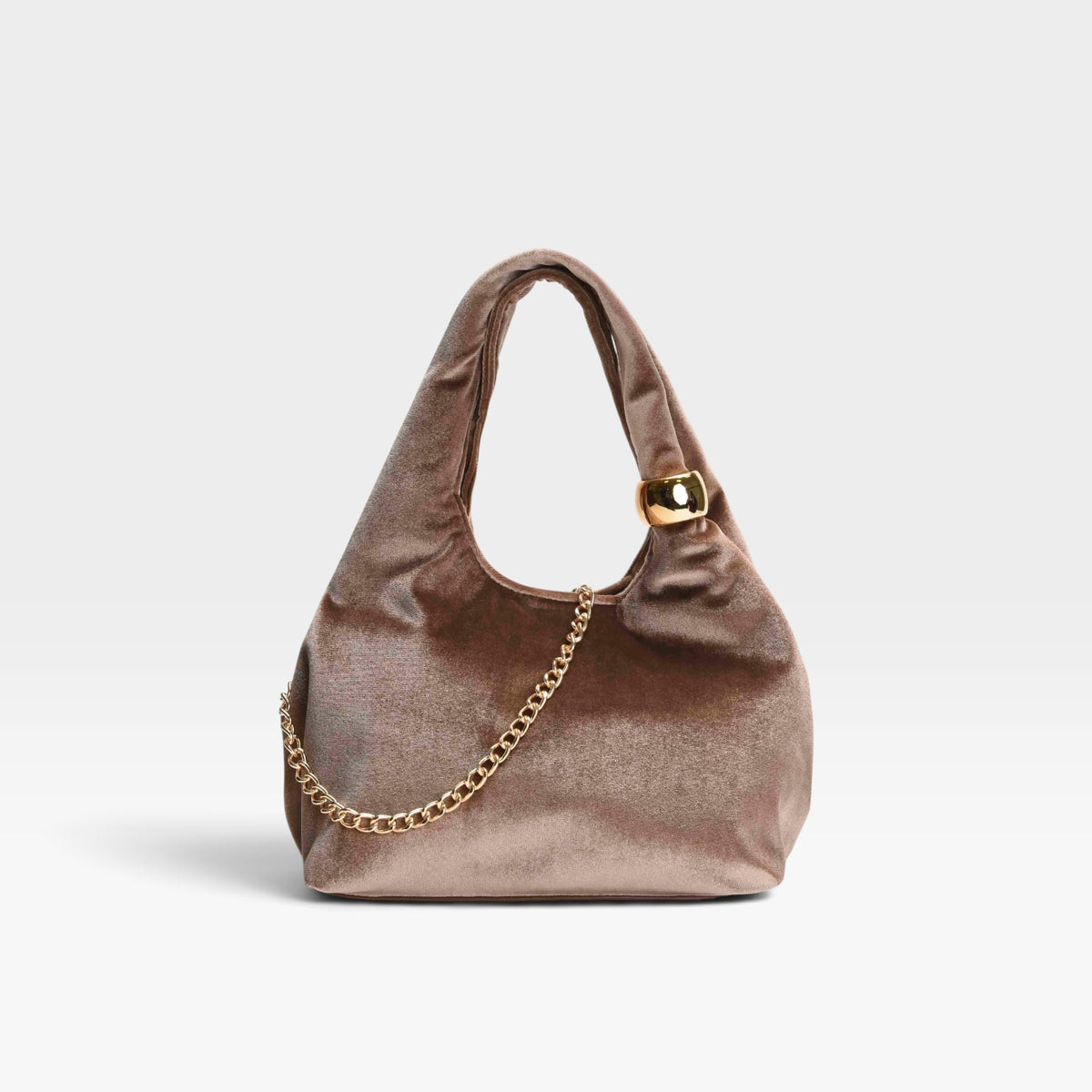 Bolso fiesta taupe terciopelo hombro cadena - Azarey