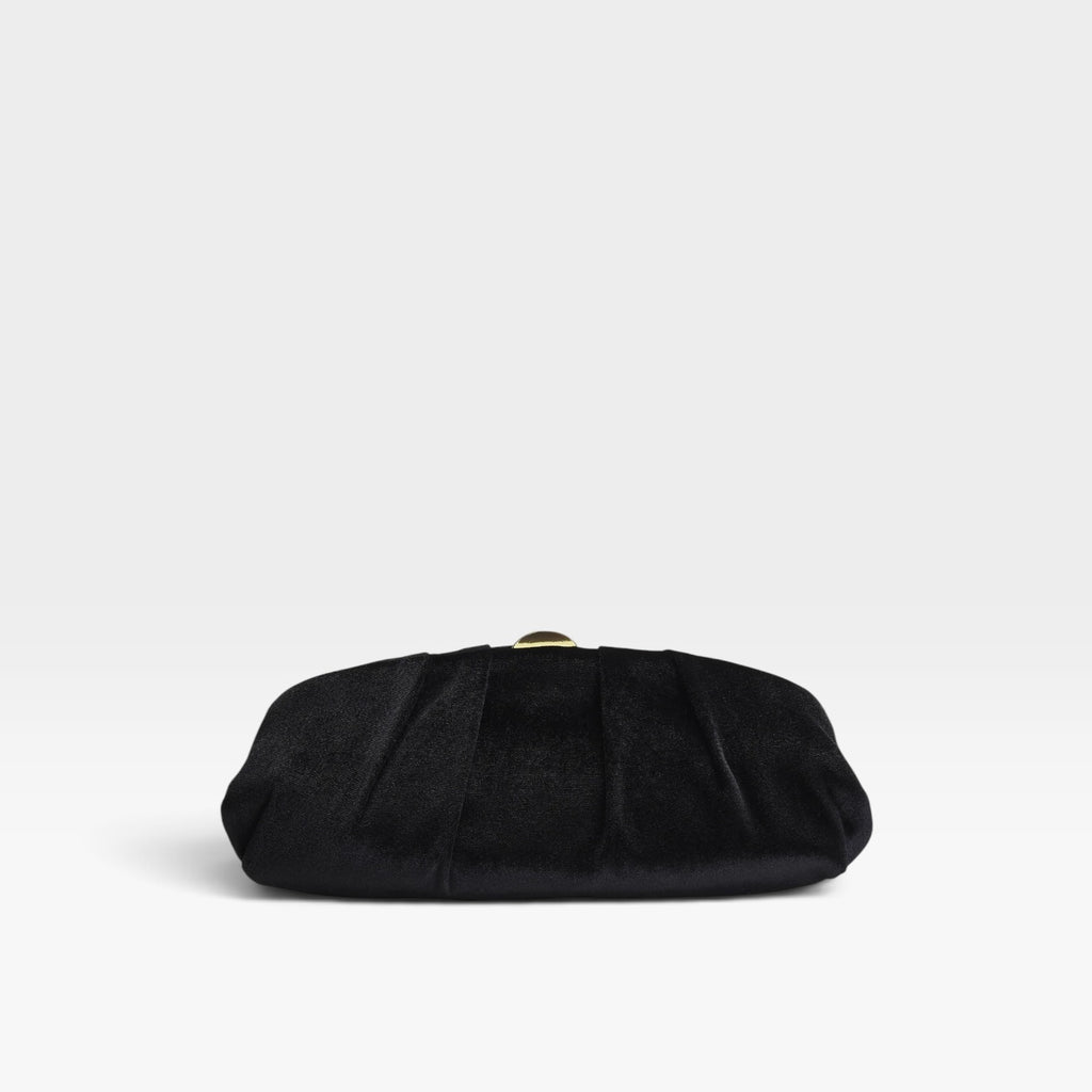 Clutch negro de terciopelo fruncido fiesta cadena - Azarey