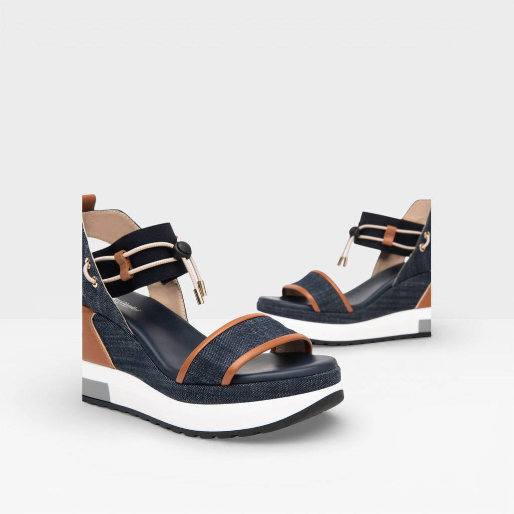 Sandalia Donna in Tessuto e pelle - Nero Giardini