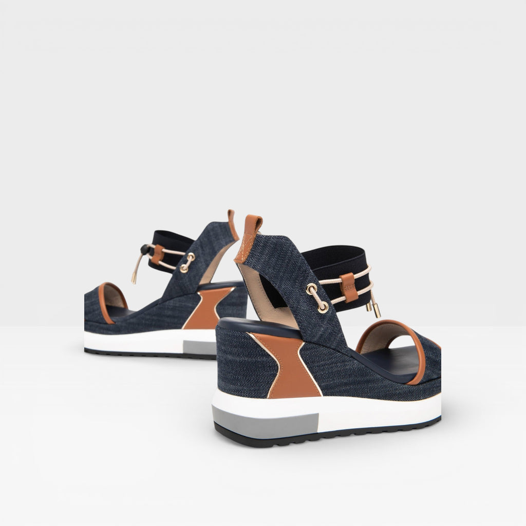 Sandalia Donna in Tessuto e pelle - Nero Giardini