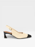 Slingback blanco con puntera negra y hebilla- Miss elastic
