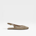 Bailarina destalonada piel trenzada oro