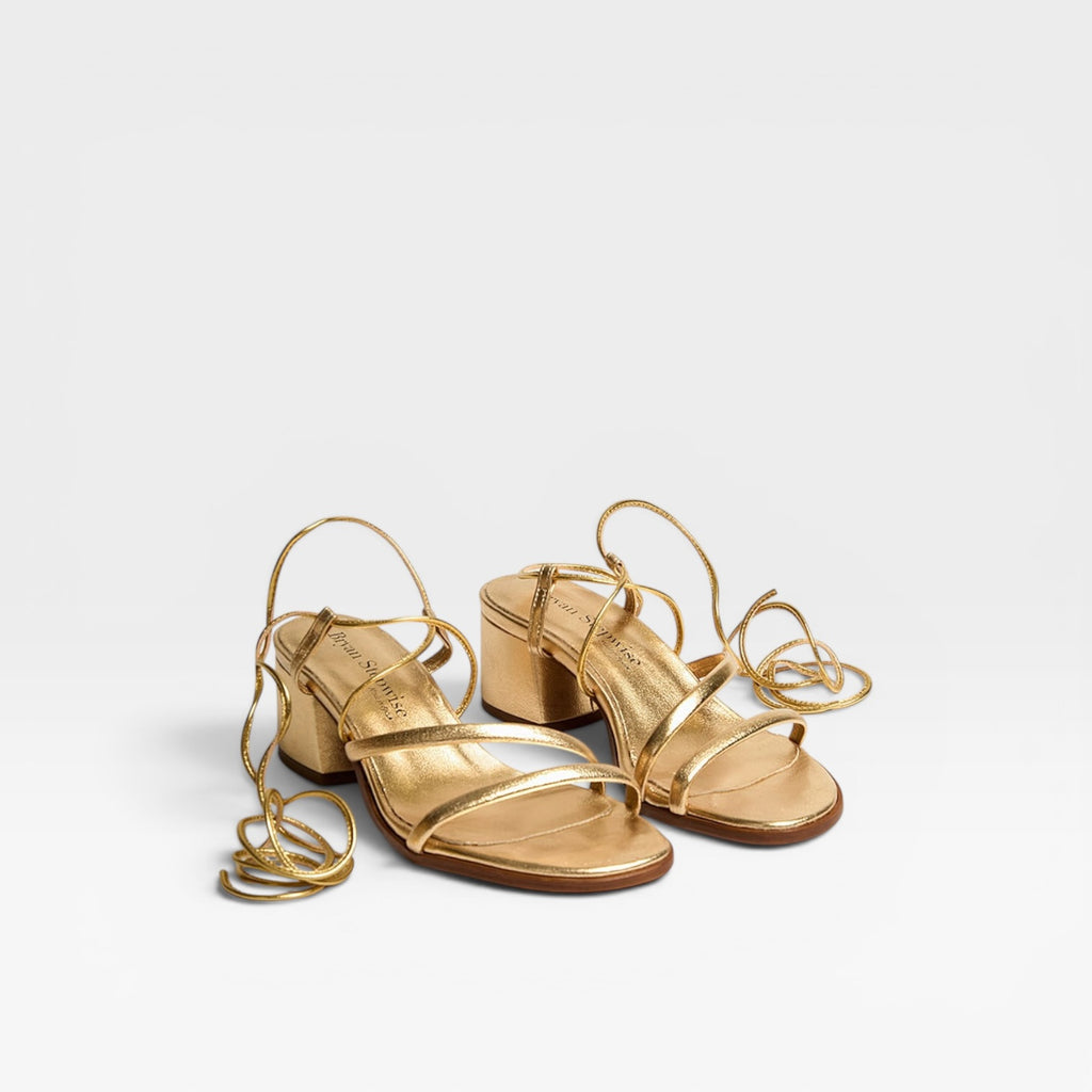 Sandalias de tacón de mujer con tiras Oro - Bryan Stepwise
