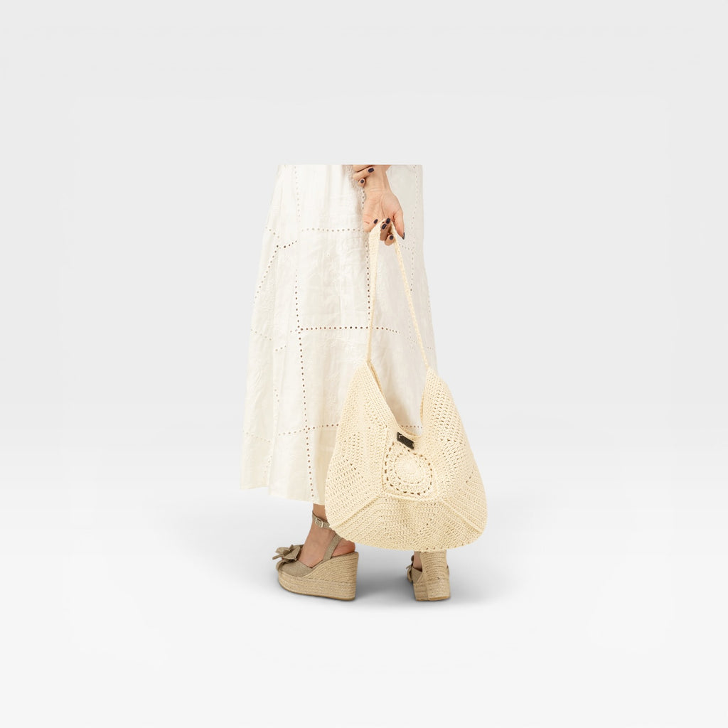 SUNDAY BLANCO Bolso shopper de crochet para mujer- GAIMO