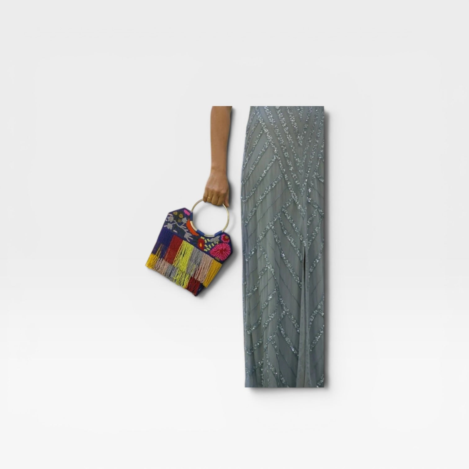 BOLSO MANO FLECOS CUENTAS MULTI- CUPLÉ