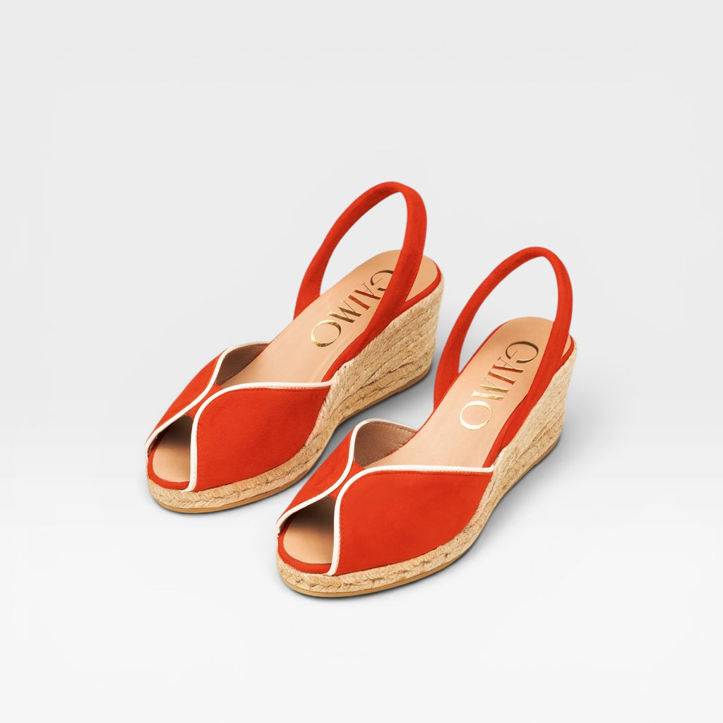 Sandalias de cuña de cuero sin talón RIBY RED- GAIMO
