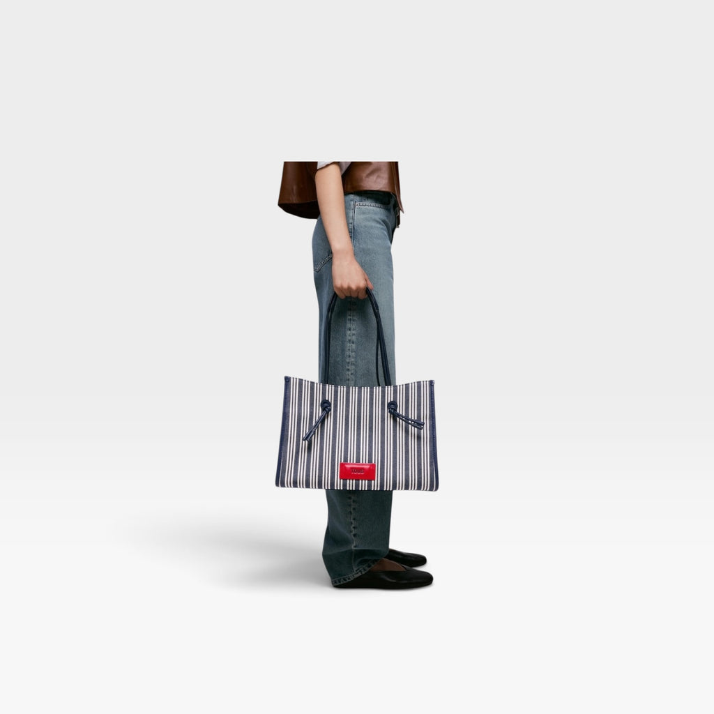 Bolso shopper grande de Jacquard azul marino summer holidays - Tous