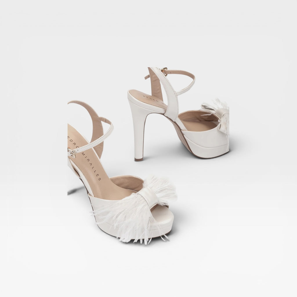 Sandalias Tacón Novia Cíes blanco perla - Pedro Miralles
