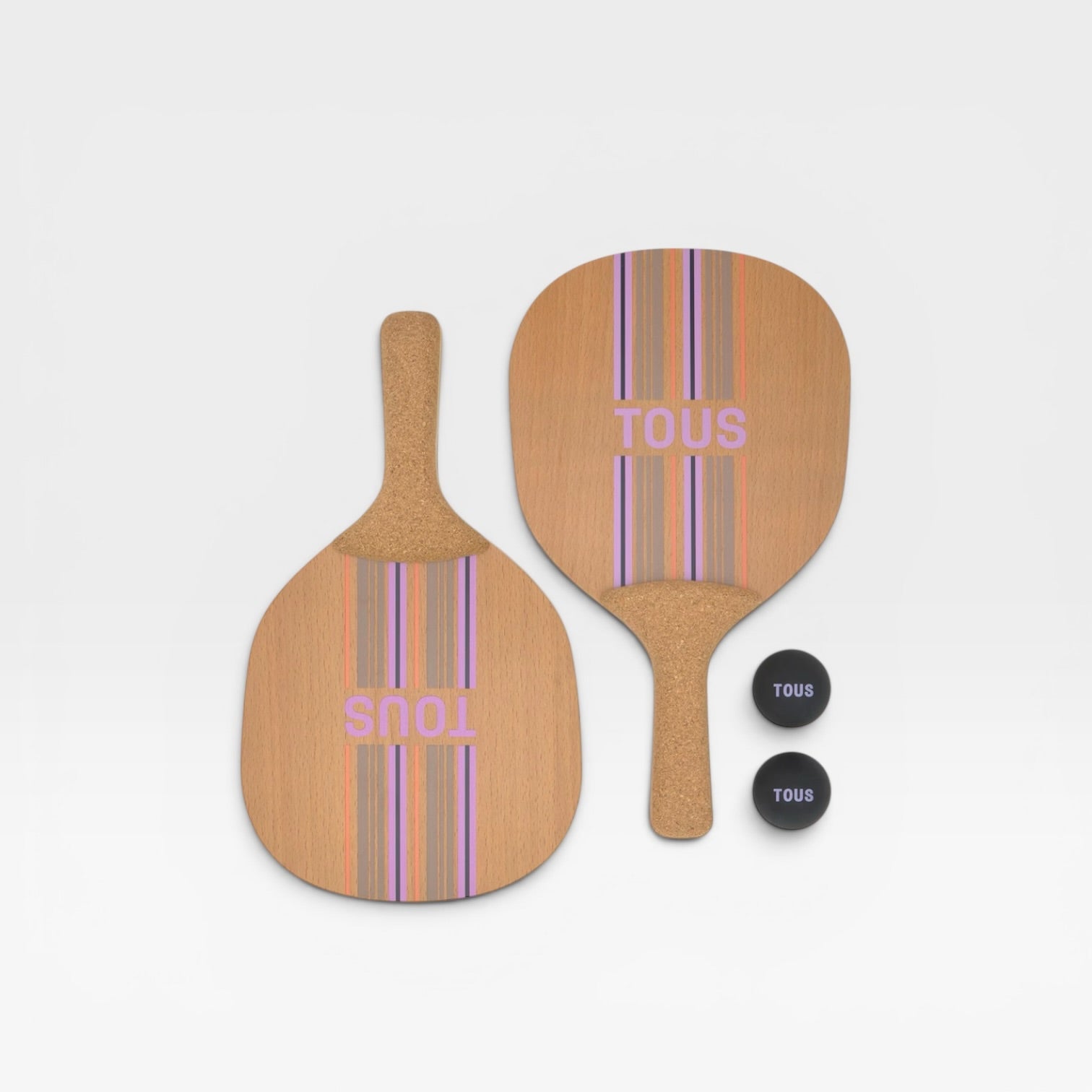 Set de raquetas de playa de madera stripes - Tous