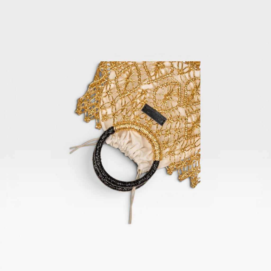 Bolso mini de crochet metalizado sombra oro - Gaimo