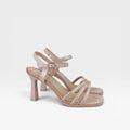 Sandalia con tacón con brillo y tacón nude - Desireé