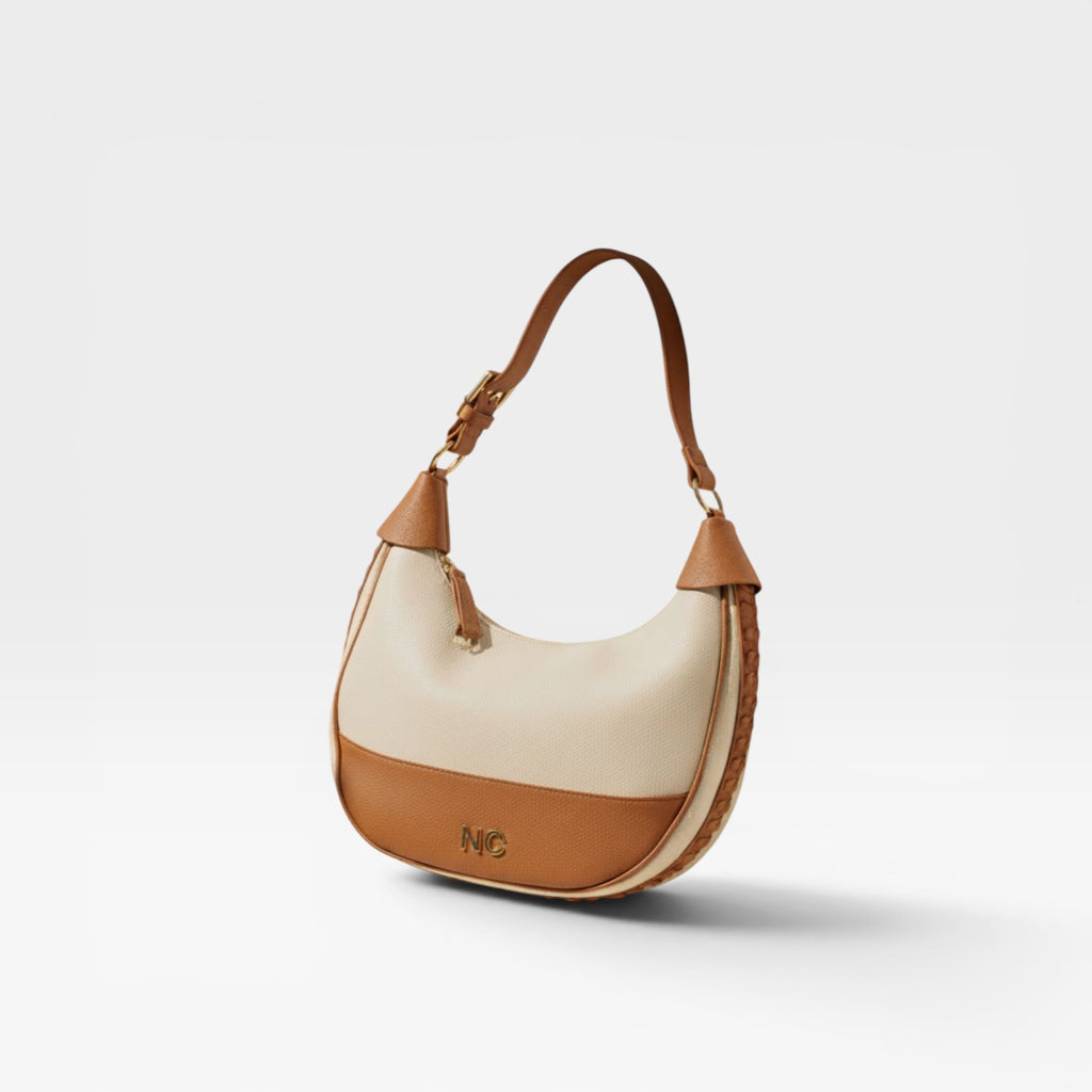Bolso hobo bicolor trenza camel - Noco