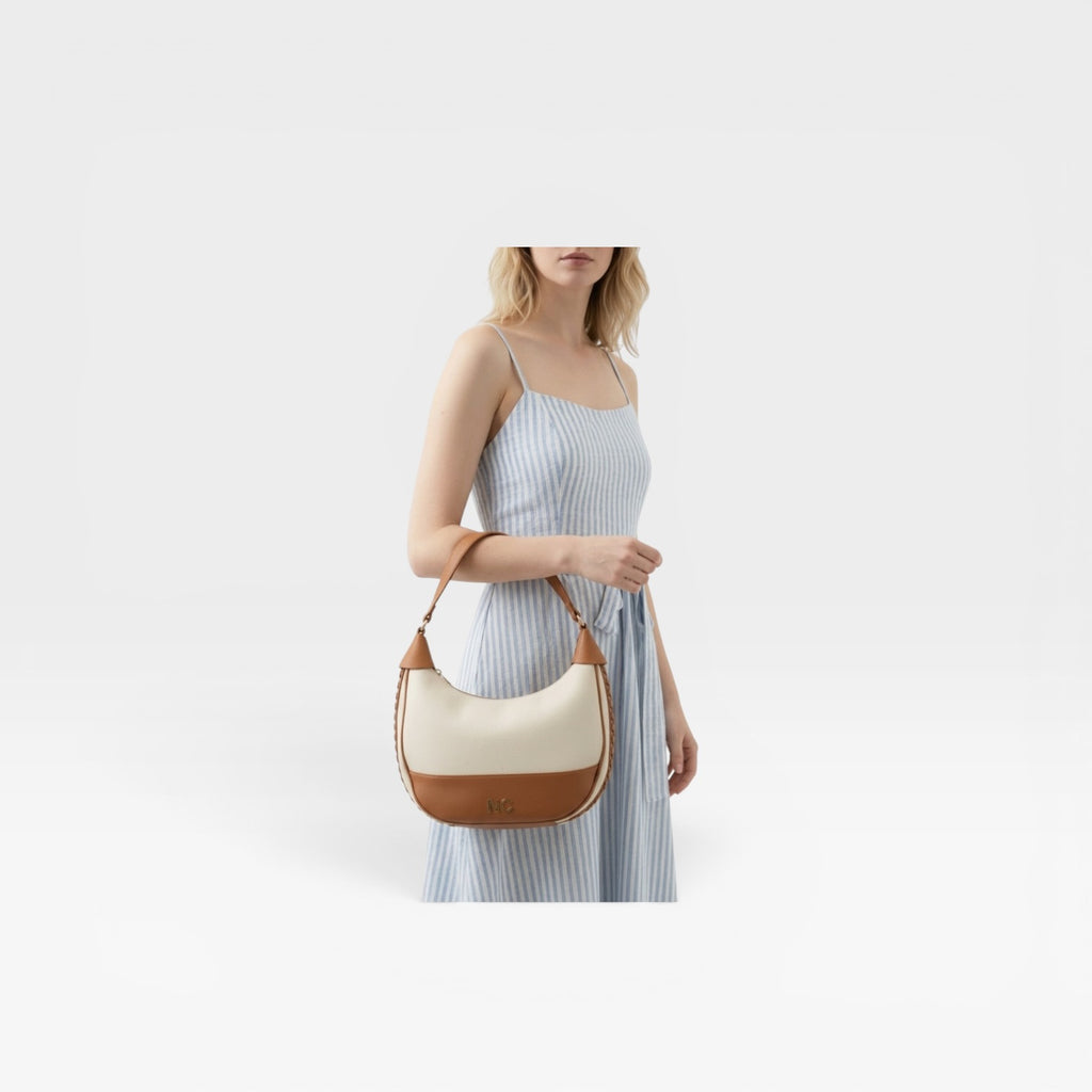 Bolso hobo bicolor trenza camel - Noco