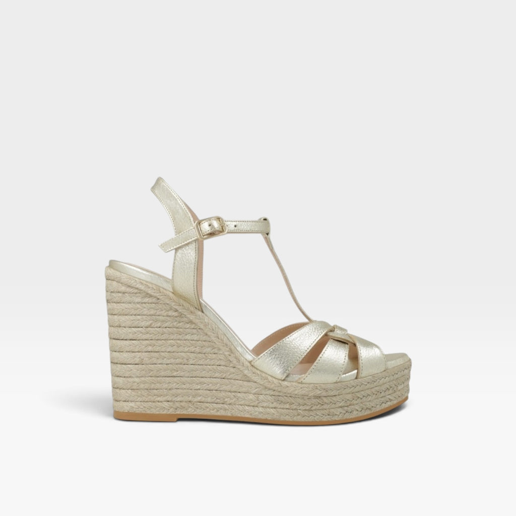 Sandalias de plataforma en piel metalizada cava  - Lodi