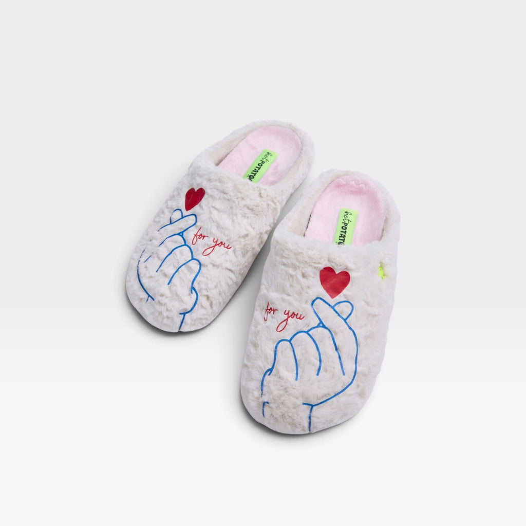Zapatillas de casa de pelo con texto - Hot Potatoe