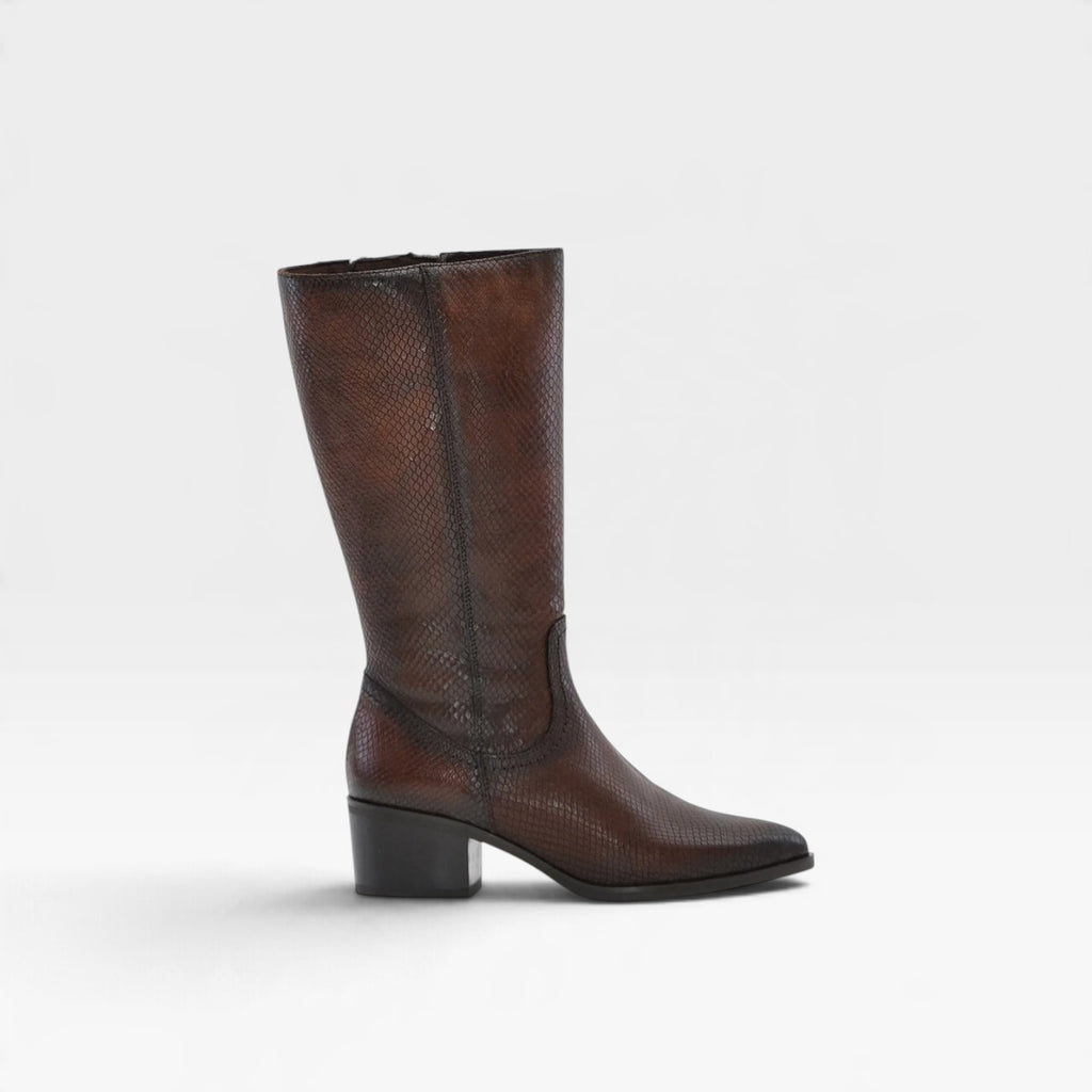 Bota mujer Cowboy marrón pitón 3058 ￼- Kaola