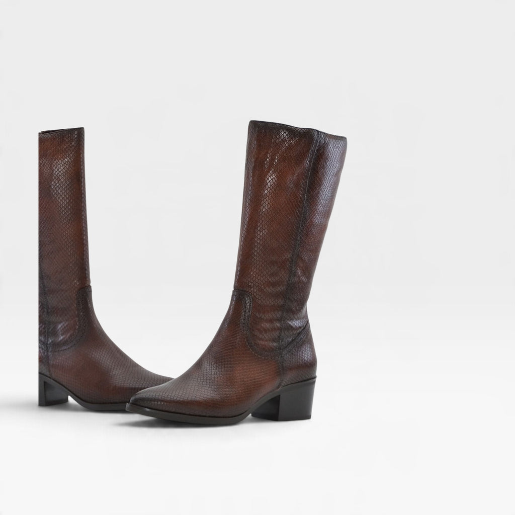 Bota mujer Cowboy marrón pitón 3058 ￼- Kaola