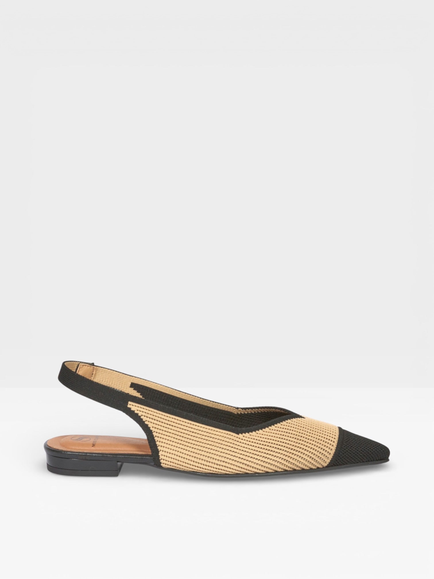 Slingback bicolor negro y beige - Miss elastic