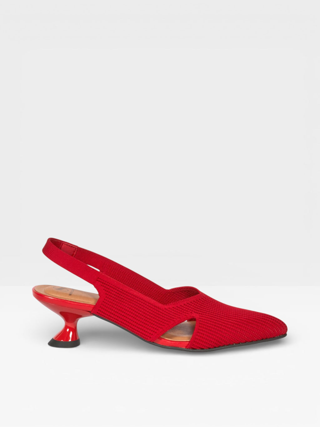 Slingback rojo tacón geometrico - Miss elastic