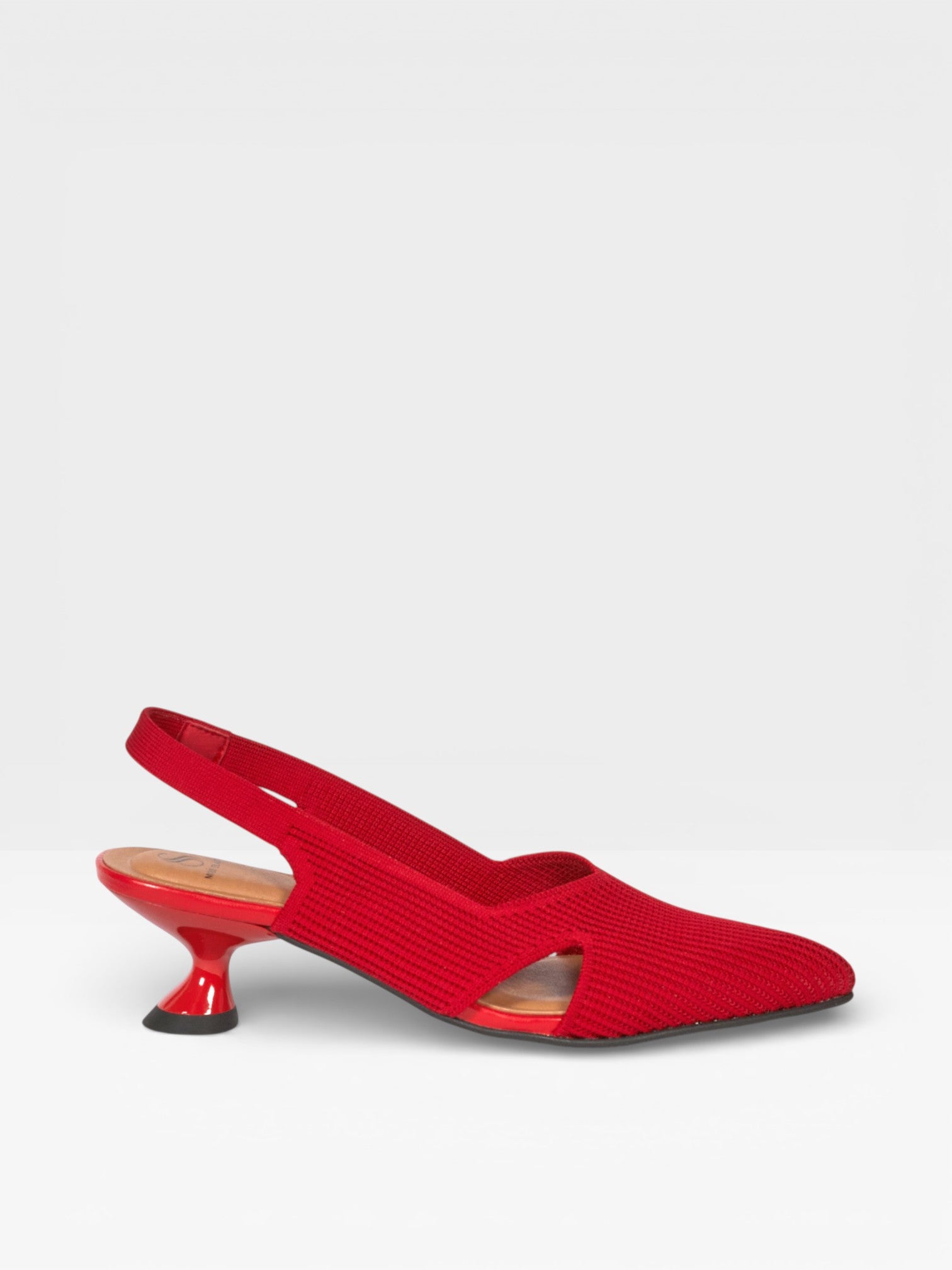 Slingback rojo tacón geometrico - Miss elastic