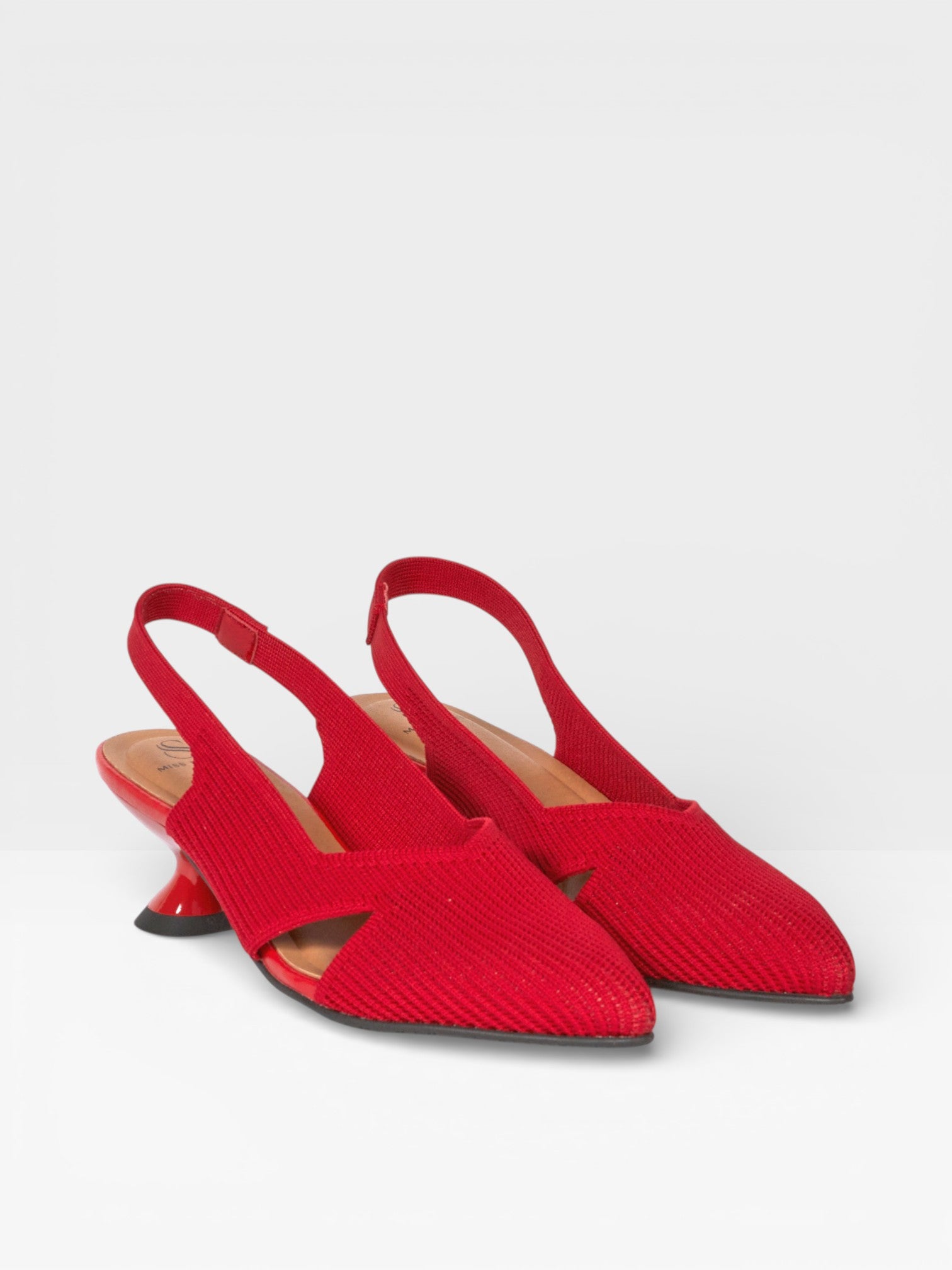 Slingback rojo tacón geometrico - Miss elastic