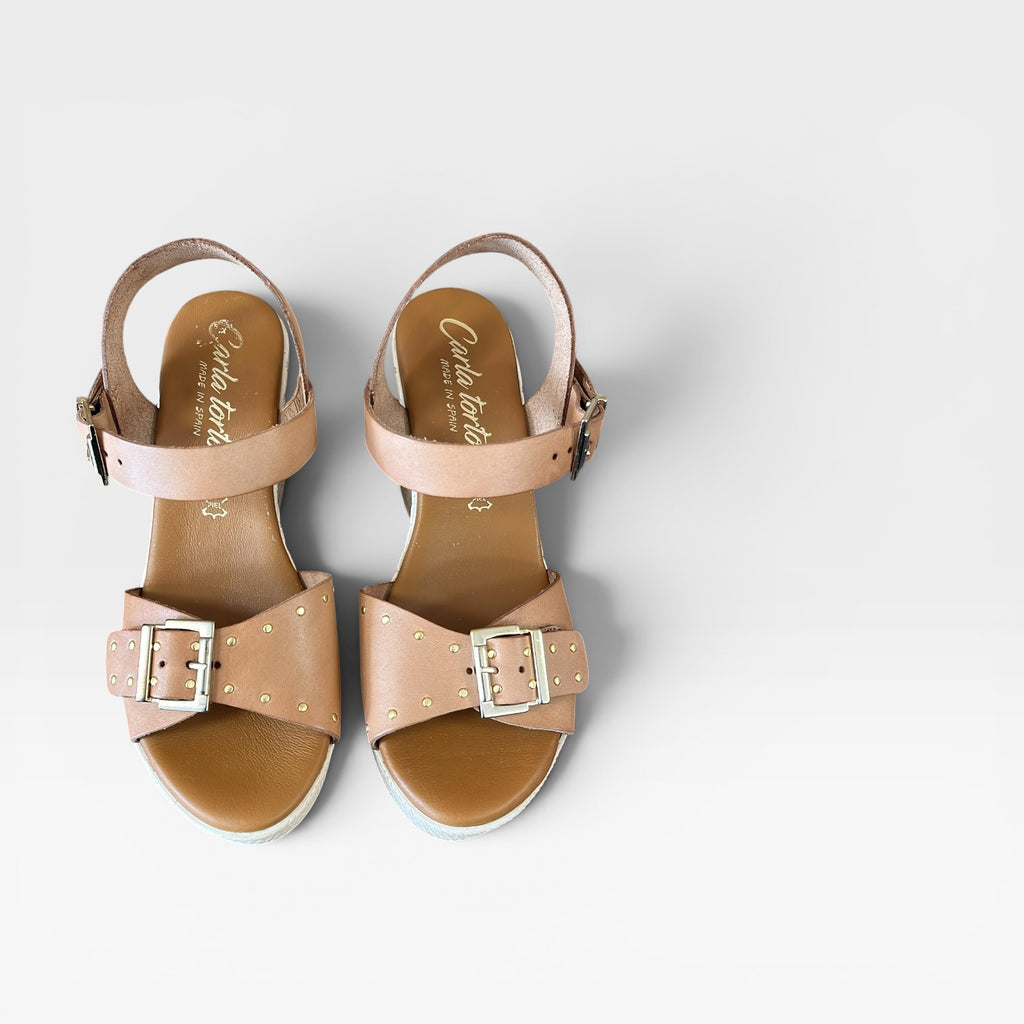 Sandalia tacón Camel  - Carla Tortosa
