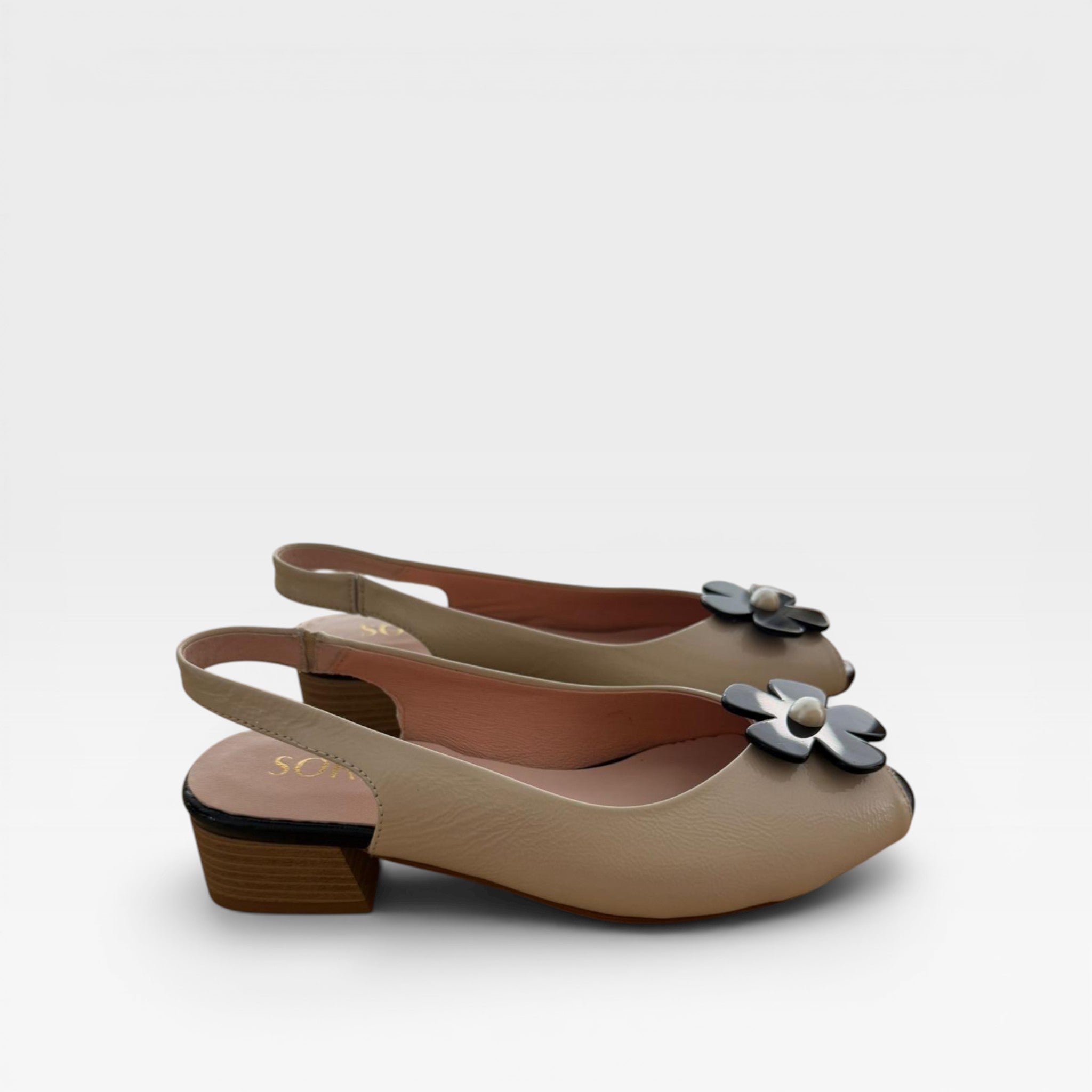 Bailarinas beige flor  - Soraya