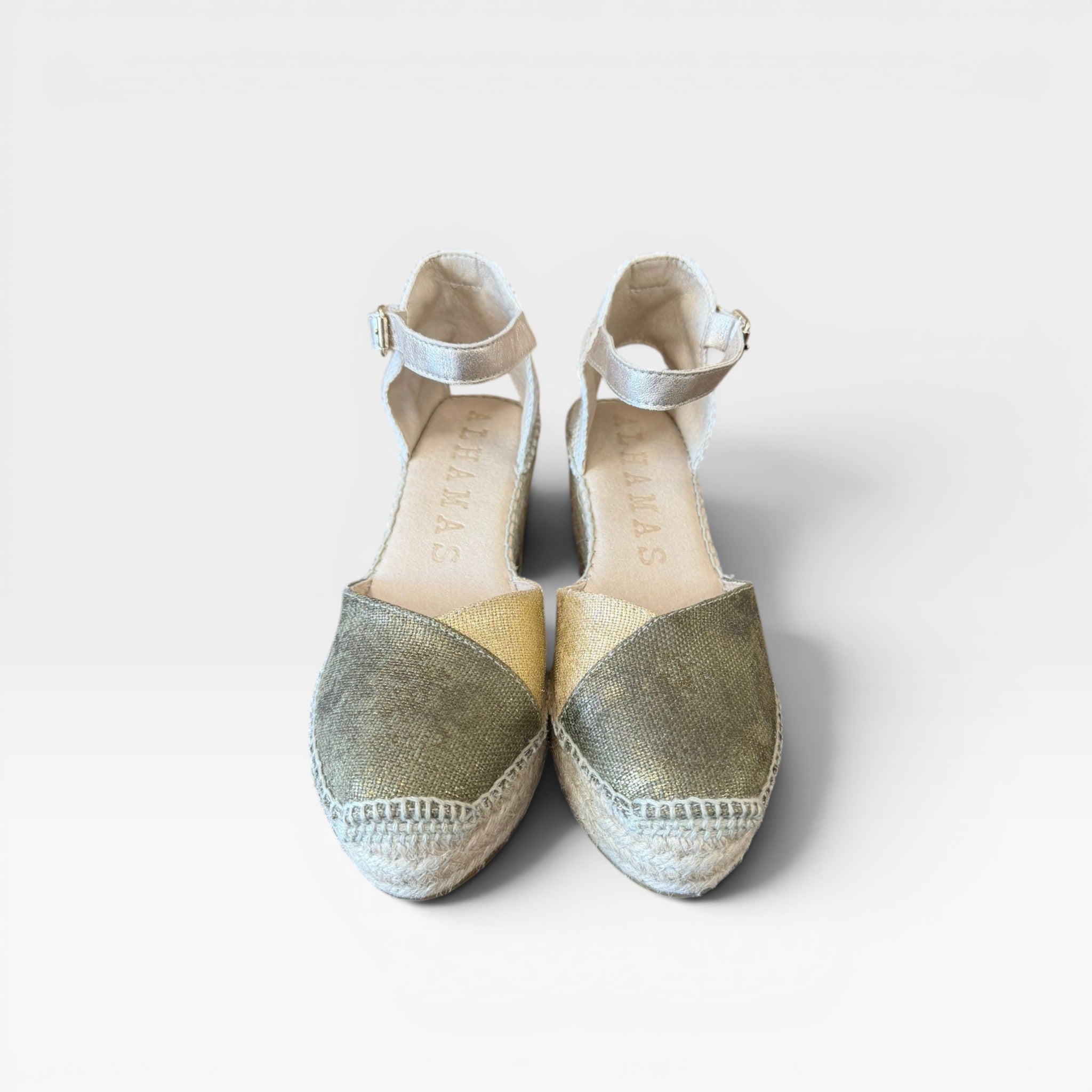 Romero cuña cerrada hebilla oro beige/caqui - Alhamas